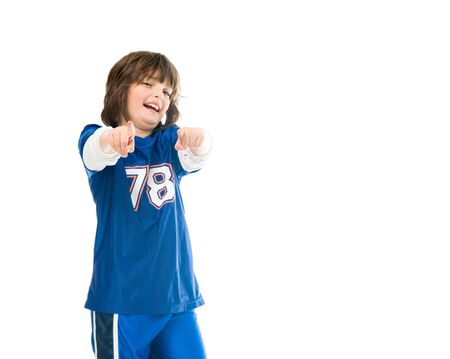 model isolated white background pointing finger backの写真素材