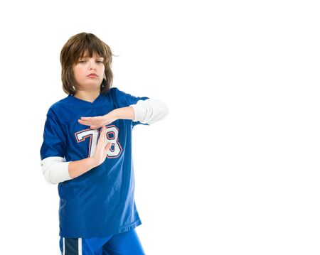 model isolated white background break hand gesture tired time offの写真素材
