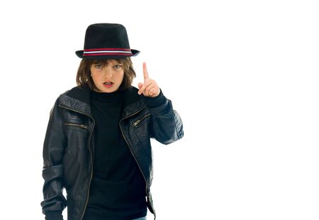 model isolated white background nag scold anger pointingの写真素材