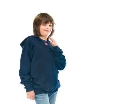 model isolated white background fingers crossed for luckの写真素材