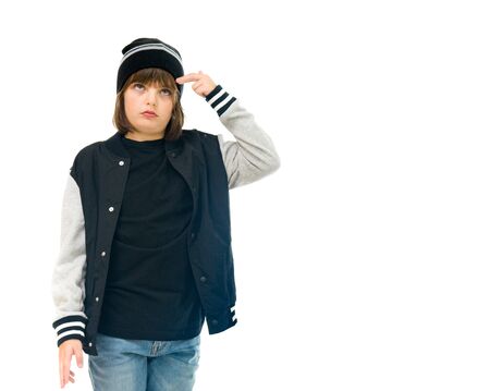male kid child model isolated white backgroundの写真素材