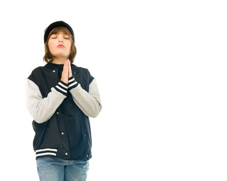 model isolated white background praying reiligion wishの写真素材