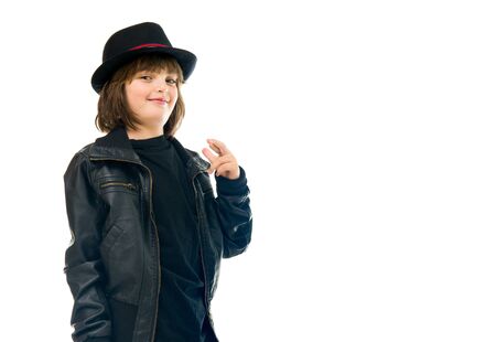 model isolated white background fingers crossed for luckの写真素材