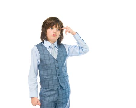 male kid child model isolated white backgroundの写真素材