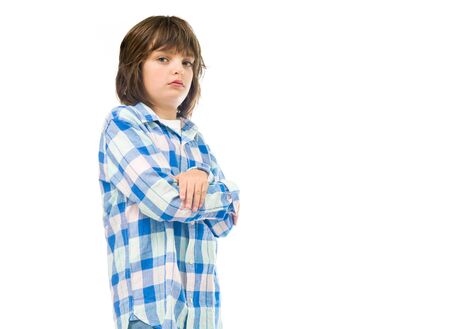 male kid child model isolated white backgroundの写真素材