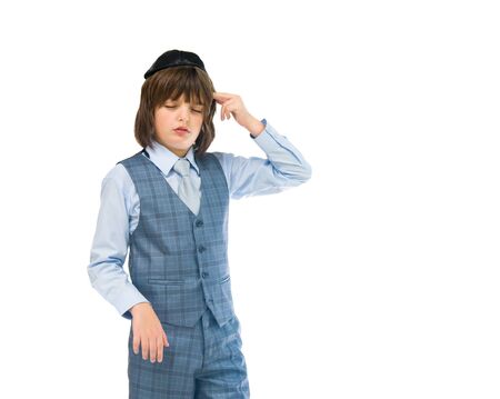 male kid child model isolated white backgroundの写真素材