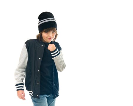 model isolated white background showing fistの写真素材