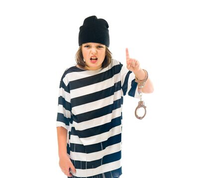 model isolated white background nag scold anger pointingの写真素材
