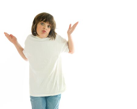 model isolated white background uncertained puzzled confusedの写真素材