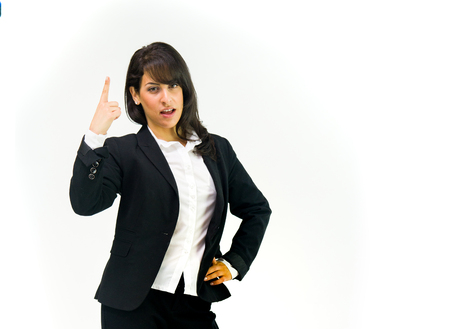model isolated white background nag scold anger pointingの写真素材
