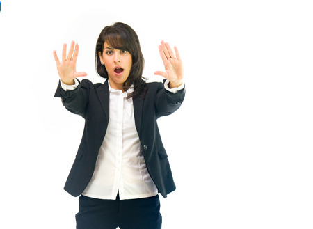 model isolated white background angry stop haltの写真素材