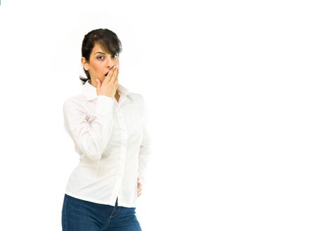 female woman model isolated white backgroundの写真素材