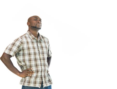 black man model isolated white backgroundの写真素材