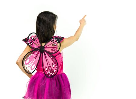 model isolated white background pointing finger backの写真素材