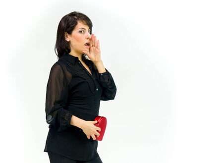 model isolated white background talking voice shoutingの写真素材