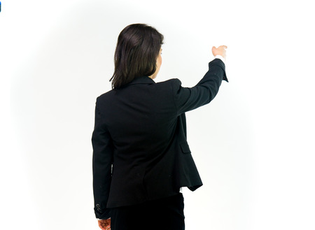 model isolated white background pointing finger backの写真素材