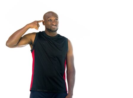 black man model isolated white backgroundの写真素材