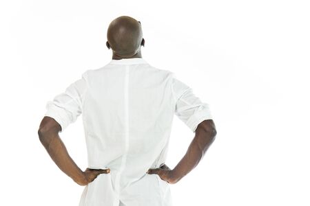black man model isolated white backgroundの写真素材