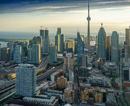 High angle view of buildings, at day, Toronto, Ontario, Canada. aerial picture from ontario canada 2016の写真素材