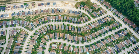 Aerial view of houses in residential suburbs, Toronto, Ontario, Canada. aerial picture from ontario canada 2016の写真素材