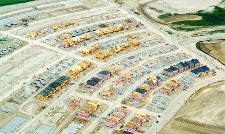 High angle view of construction site, at day, Toronto, Ontario, Canada. aerial picture from ontario canada 2016の写真素材