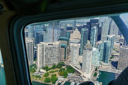 Aerial view at day of Toronto, Ontario, Canada through aeroplane window. aerial picture from ontario canada 2016のeditorial素材