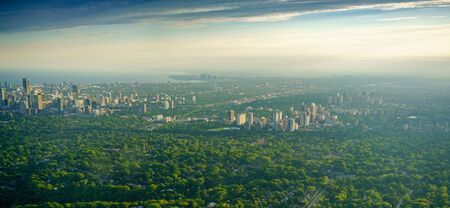 Panoramic and high angle view of city, Toronto, Ontario, Canada. aerial picture from ontario canada 2016の写真素材