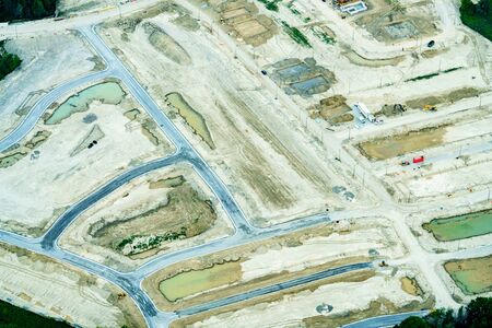 High angle view of construction site, at day, Toronto, Ontario, Canada. aerial picture from ontario canada 2016のeditorial素材