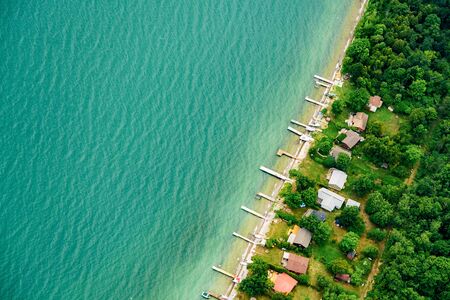 Aerial view of houses at day on waterfront, Toronto, Ontario, Canada. aerial picture from ontario canada 2016の写真素材