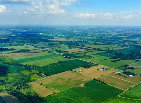 Aerial view at day of agricultural land in Toronto, Ontario, Canada. aerial picture from ontario canada 2016の写真素材
