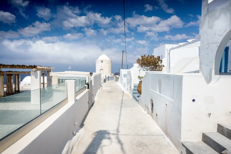 White architecture of Oia town; Santorini island; Greeceの写真素材