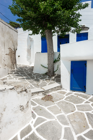 Narrow alley by building; Paros; Greeceの写真素材