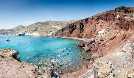 Coastline of Santorini islandの写真素材