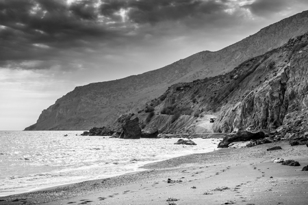 Scenic view of sea and cliff; Crete; Greeceの写真素材