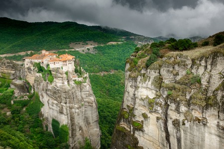 Scenic view of the Meteora monastery on cliff; Greece