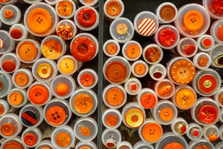 Variety of sewing buttons for sale at textile shop