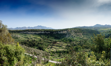 Landscape view of lush foliage Crete Greece Europeの写真素材