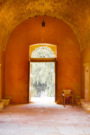 View of an entrance from indoors Crete Greece Europeの写真素材