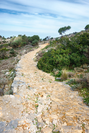 Footpath towards hill Crete Greeceの写真素材