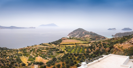 Scenic view of seascape from Milos island Greeceの写真素材