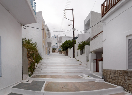 Narrow alley on Milos island Greeceの写真素材