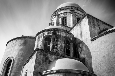Low angle view of a castle Crete Greece Europeの写真素材
