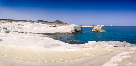 White rock cliff on Milos Island Greeceの写真素材