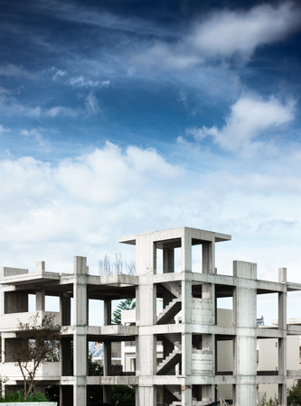 Building under construction with sky above Crete Greece Europeの写真素材