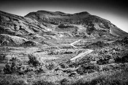 View of country road leading to a mountain Crete Greece Europeの写真素材