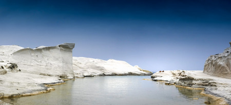 White rock cliff Milos Island Greeceの写真素材