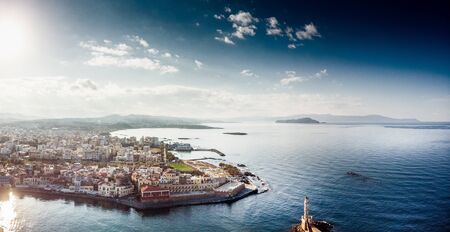 Old Venetian harbour in Chania, Crete, Greeceの写真素材