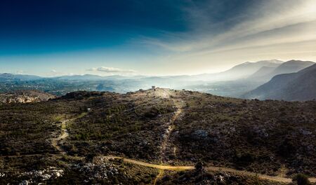 Majestic landscape with mountains against skyの写真素材