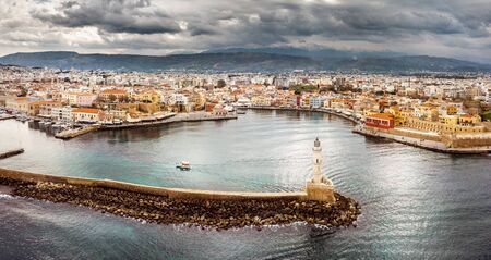 Old Venetian harbour in Chania, Crete, Greeceの写真素材