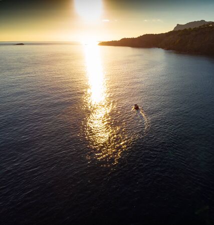 Scenic Mediterranean sea during sunset, Crete, Greeceの写真素材
